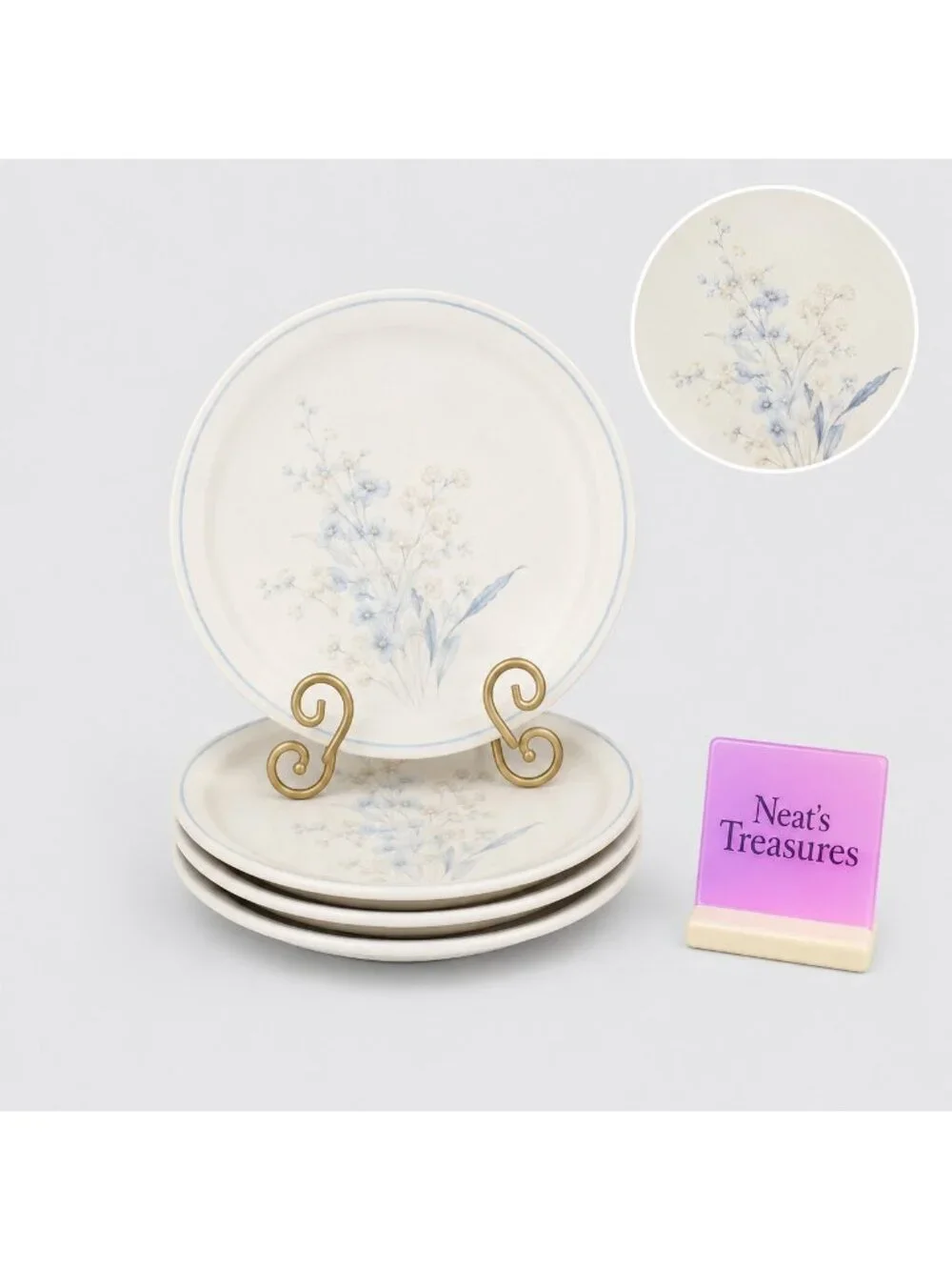 Noritake Keltcraft KILKEE 9109 Blue Floral Butterfly Ireland Dinner Plates Set 4